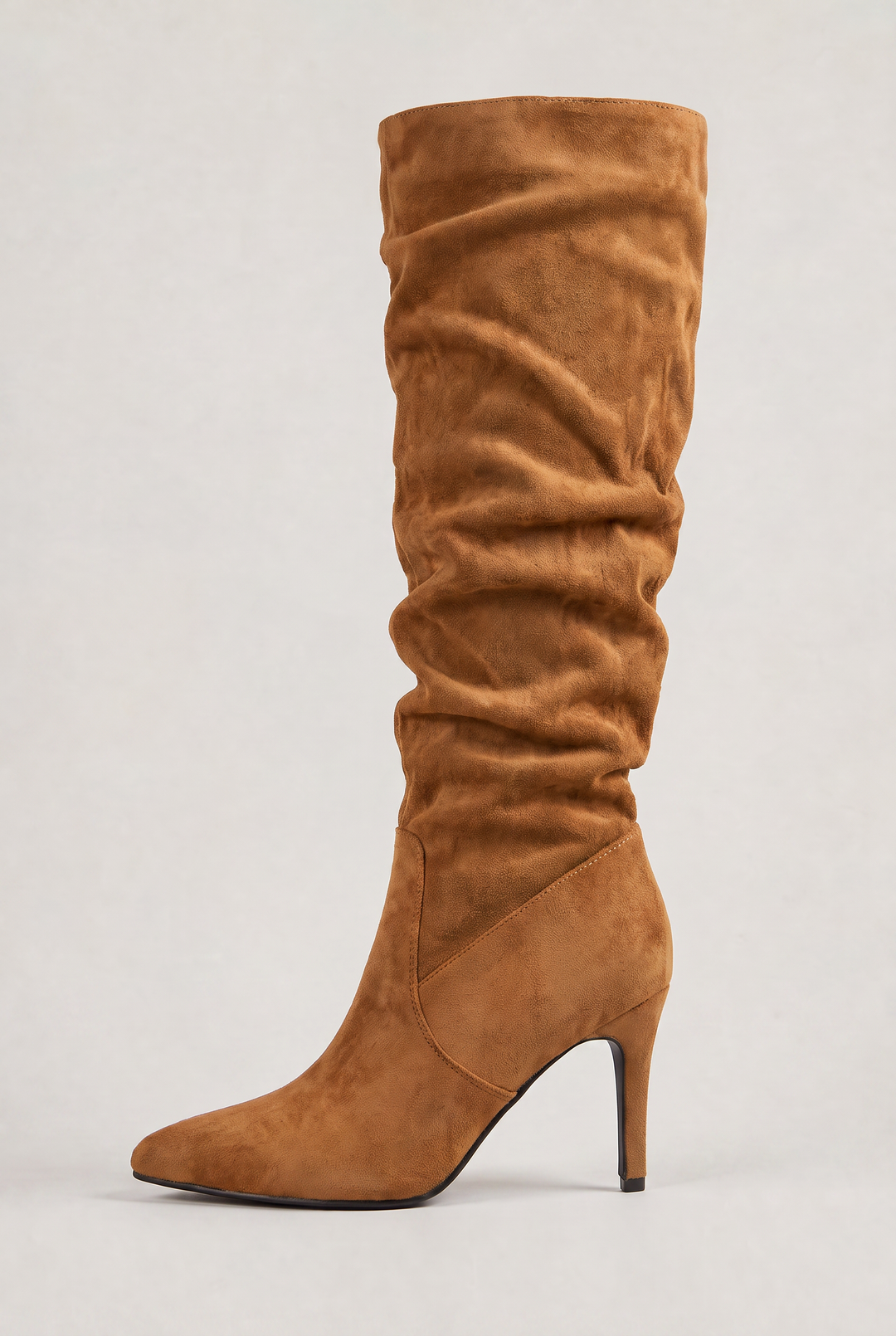 Women's Suede Slouch Knee High Boots with Pointed Toe