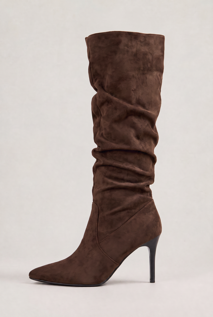 Women's Suede Slouch Knee High Boots with Pointed Toe