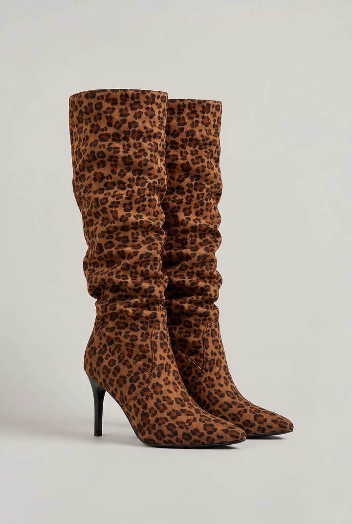 Women's Suede Slouch Knee High Boots with Pointed Toe