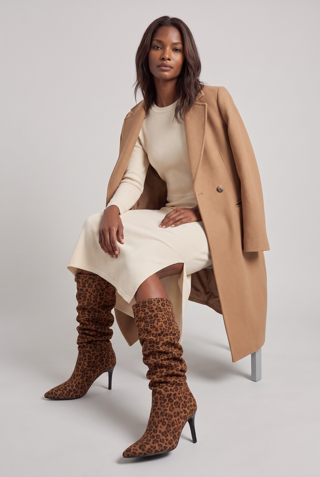 Women's Suede Slouch Knee High Boots with Pointed Toe