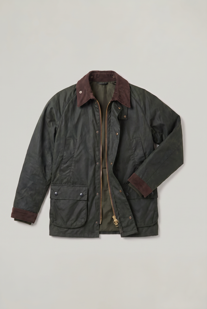 Men's Oil-Waxed Jacket with Corduroy Collar