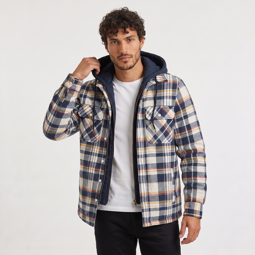 Men's Check Hooded Flannel Jacket in a Regular Fit