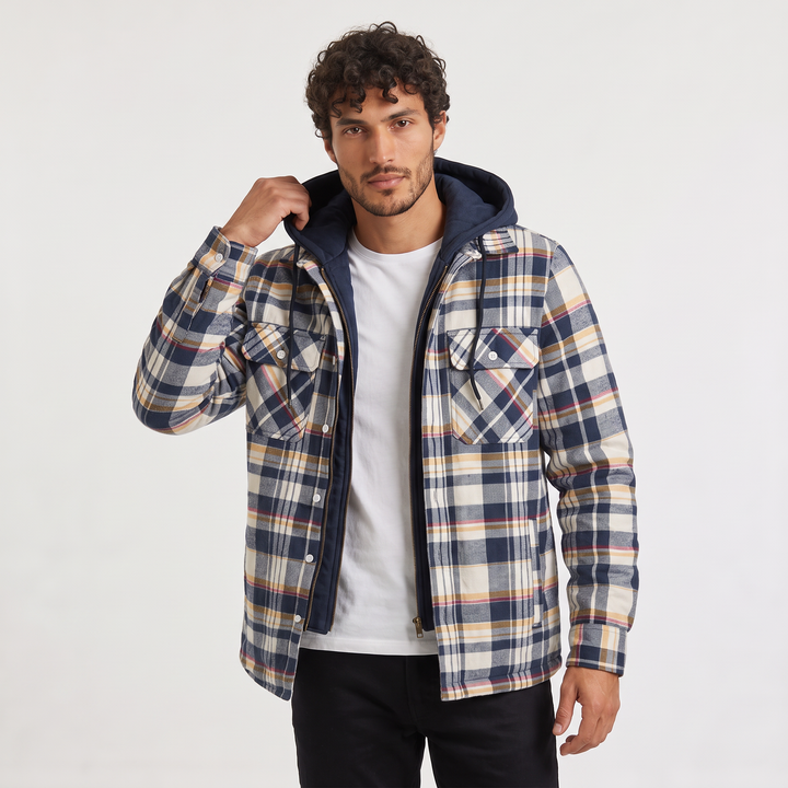Men's Check Hooded Flannel Jacket in a Regular Fit