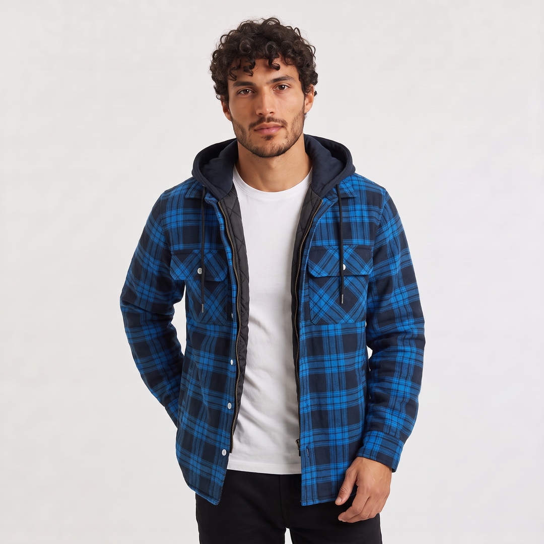 Men's Check Hooded Flannel Jacket in a Regular Fit