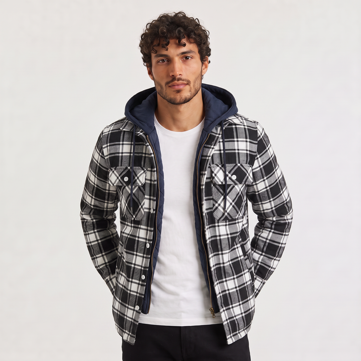 Men's Check Hooded Flannel Jacket in a Regular Fit