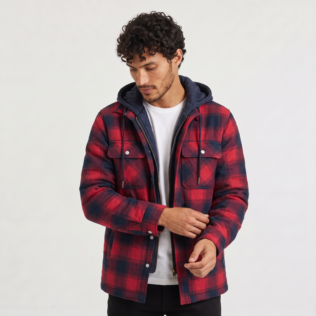 Men's Check Hooded Flannel Jacket in a Regular Fit