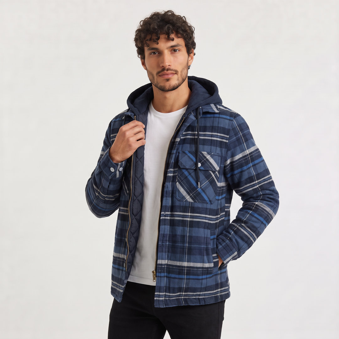 Men's Check Hooded Flannel Jacket in a Regular Fit