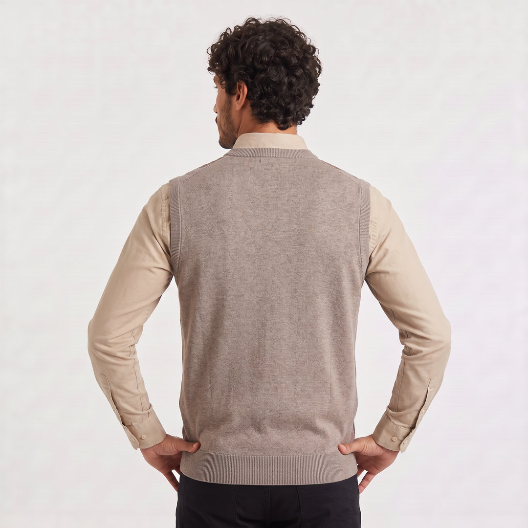 Men's Argyle V-Neck Sweater Vest with Ribbed Trim