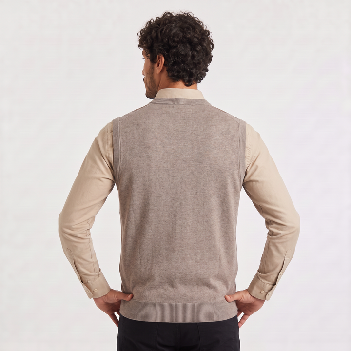 Men's Argyle V-Neck Sweater Vest with Ribbed Trim