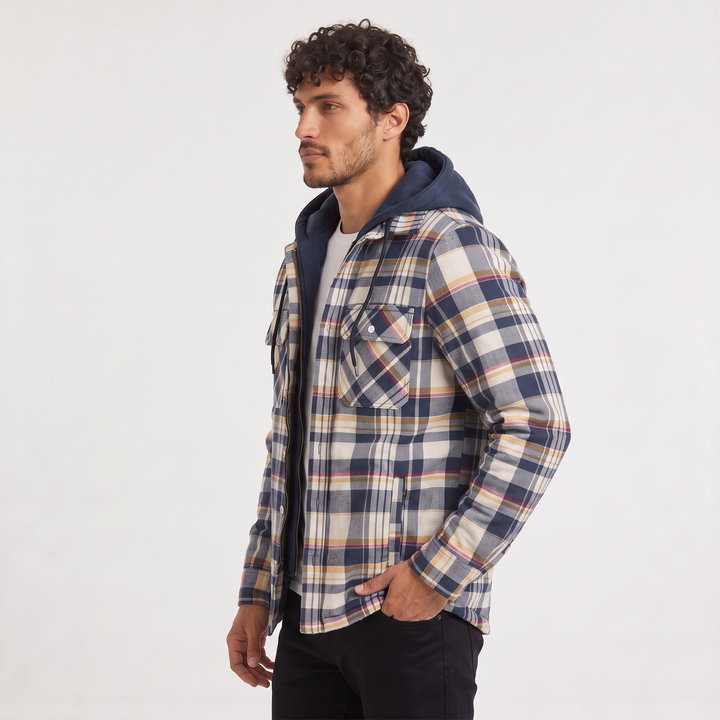 Men's Check Hooded Flannel Jacket in a Regular Fit