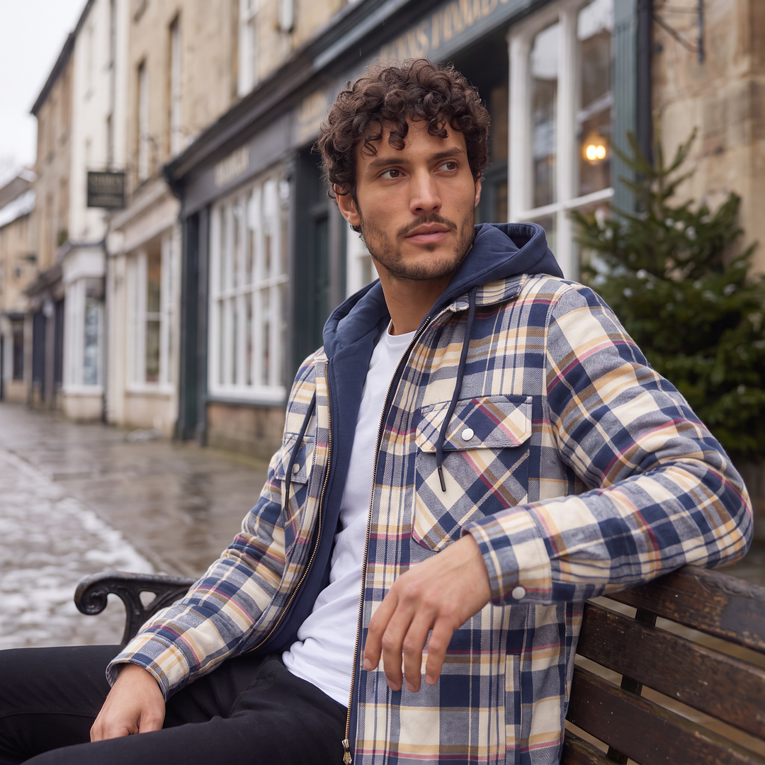 Men's Check Hooded Flannel Jacket in a Regular Fit