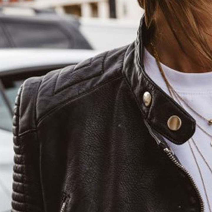 Women's Biker Jacket with Zip Pockets
