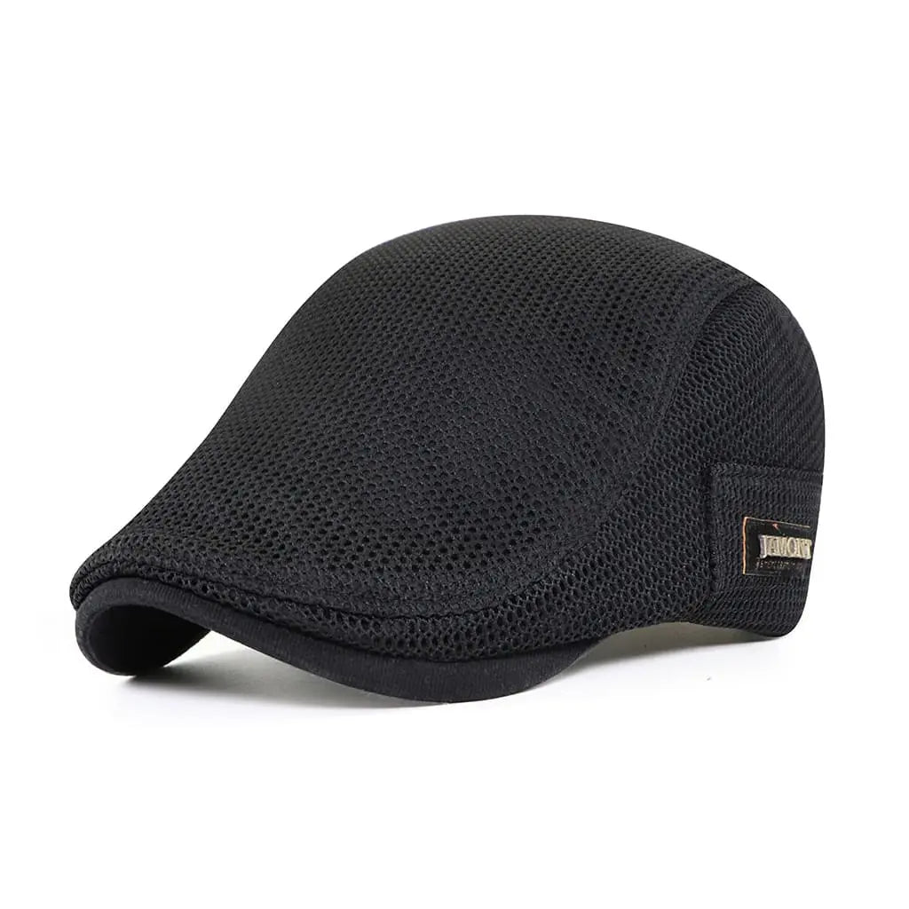 Mesh Ventilated Flat Cap with Adjustable Fit
