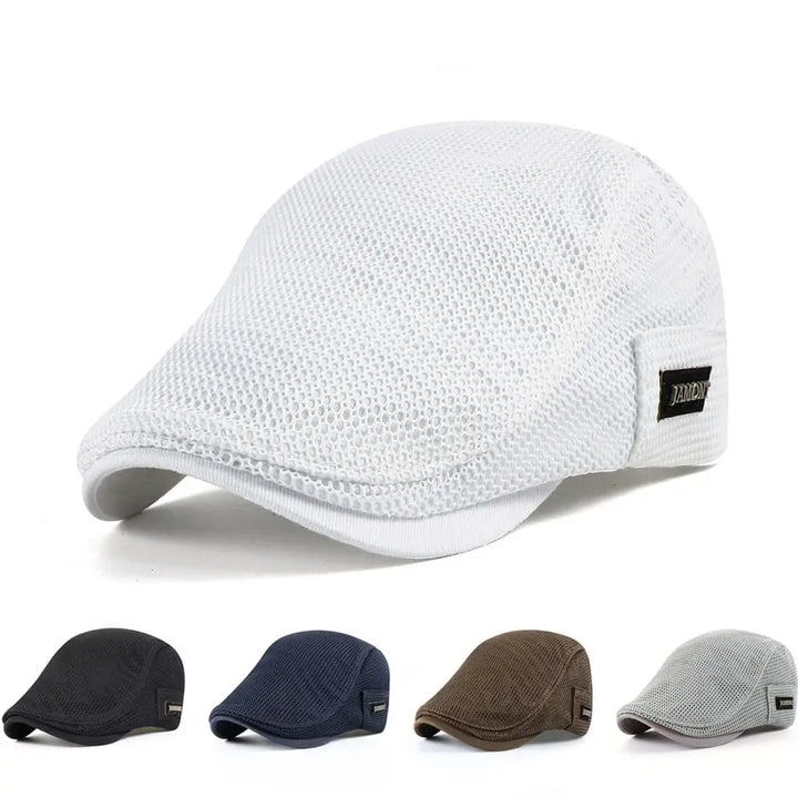 Mesh Ventilated Flat Cap with Adjustable Fit