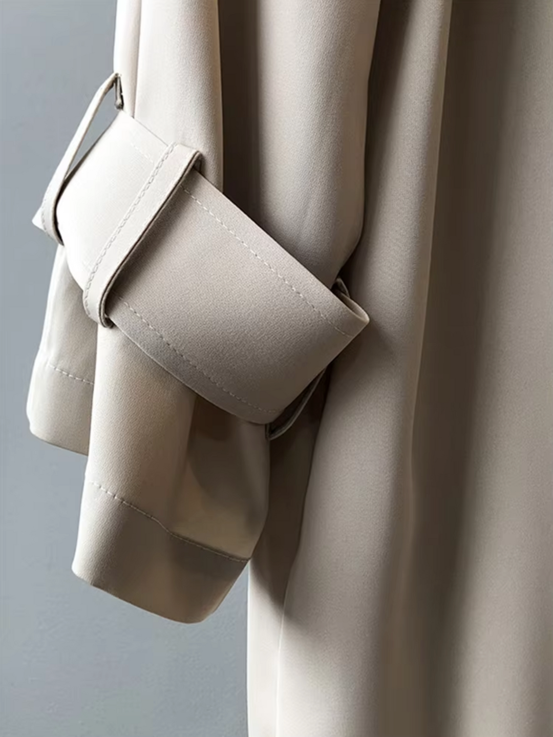 Women's Waterproof Double-Breasted Trench Coat with Lapel Collar