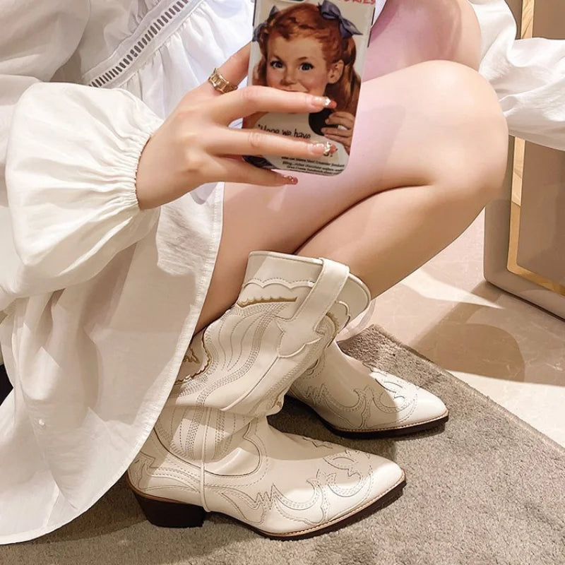 Women's Embroidered Waterproof Western Boots