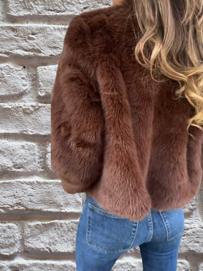 Plush Faux Fur Zip Up Jacket