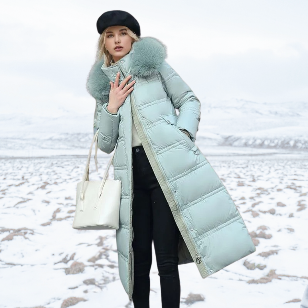 Women's Waterproof Long Parka with Fur-Trimmed Hood