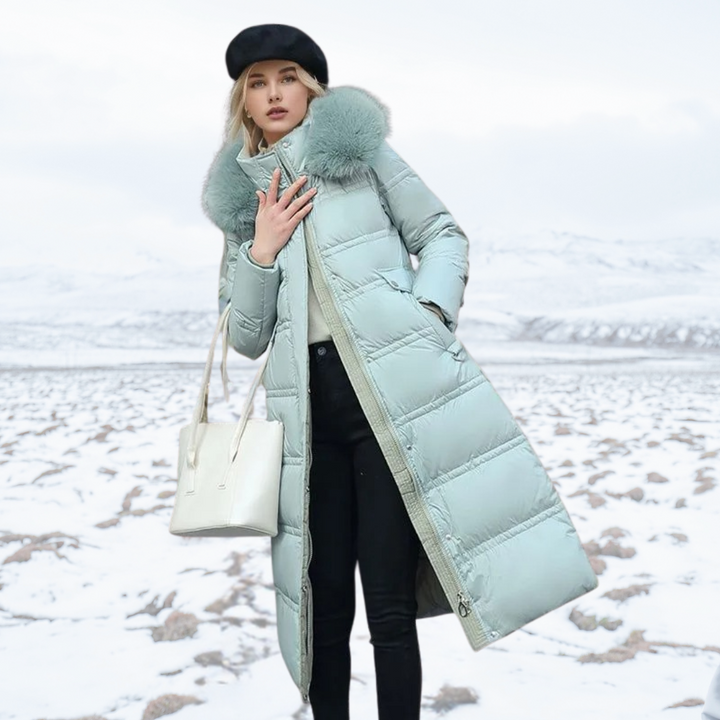 Women's Waterproof Long Parka with Fur-Trimmed Hood