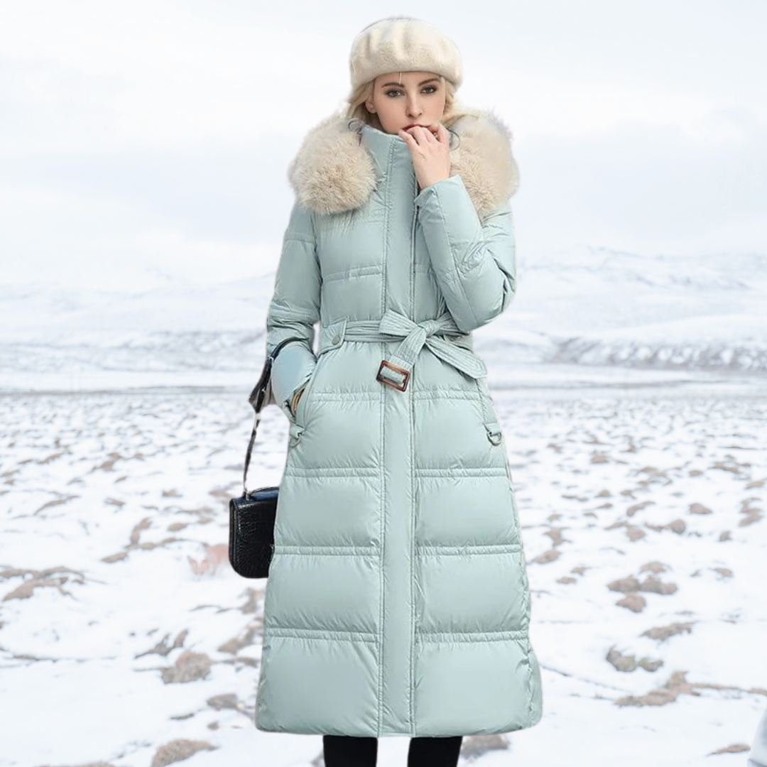 Women's Waterproof Long Parka with Fur-Trimmed Hood