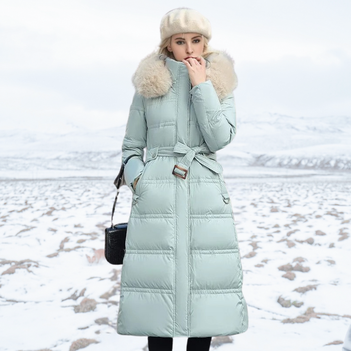 Women's Waterproof Long Parka with Fur-Trimmed Hood
