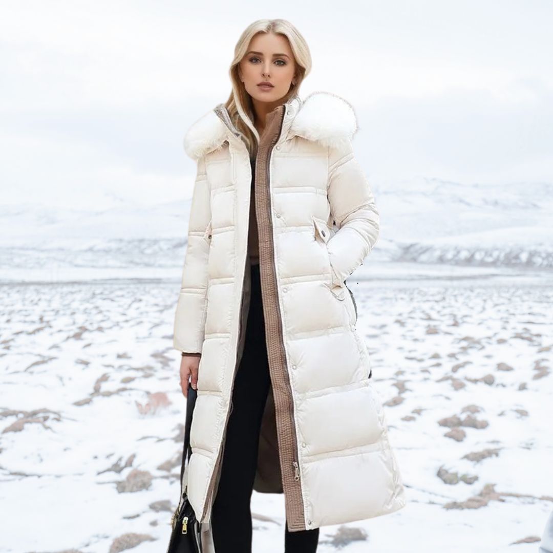 Women's Waterproof Long Parka with Fur-Trimmed Hood