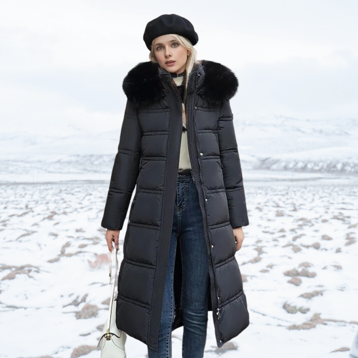 Women's Waterproof Long Parka with Fur-Trimmed Hood