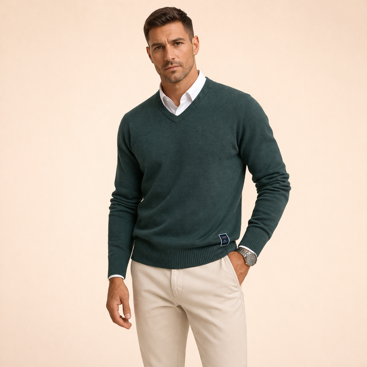 Men's V Neck Knit Sweater