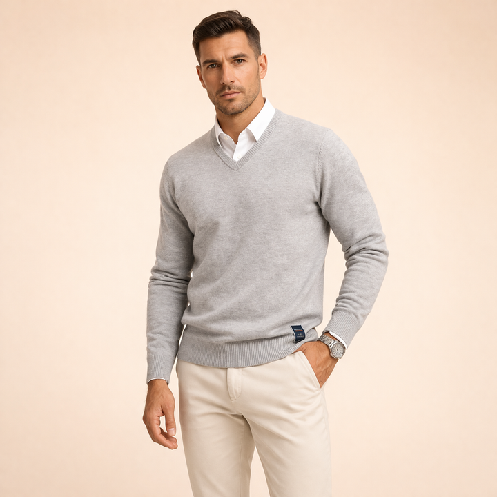 Men's V Neck Knit Sweater