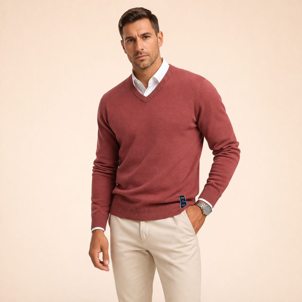Men's V Neck Knit Sweater
