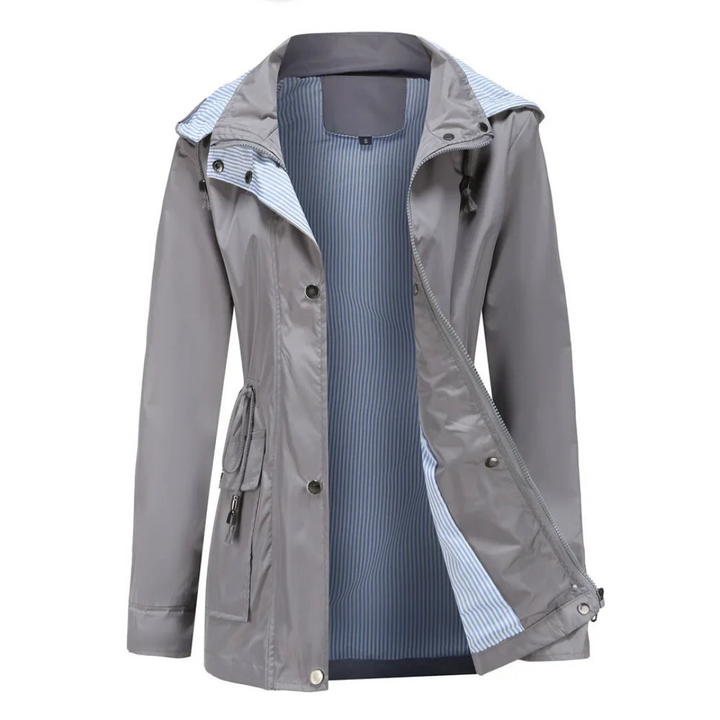 Women's Hooded Rain Jacket with Drawstring Waist
