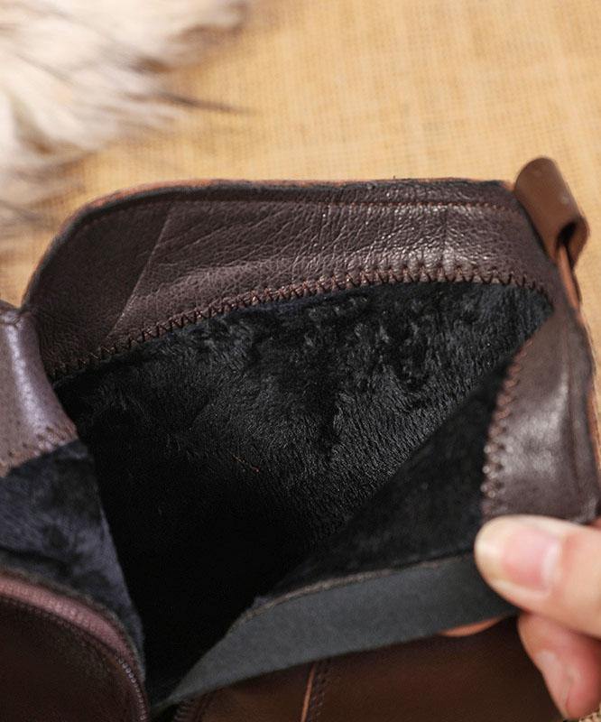 Women's Leather Ankle Boots with Block Heel