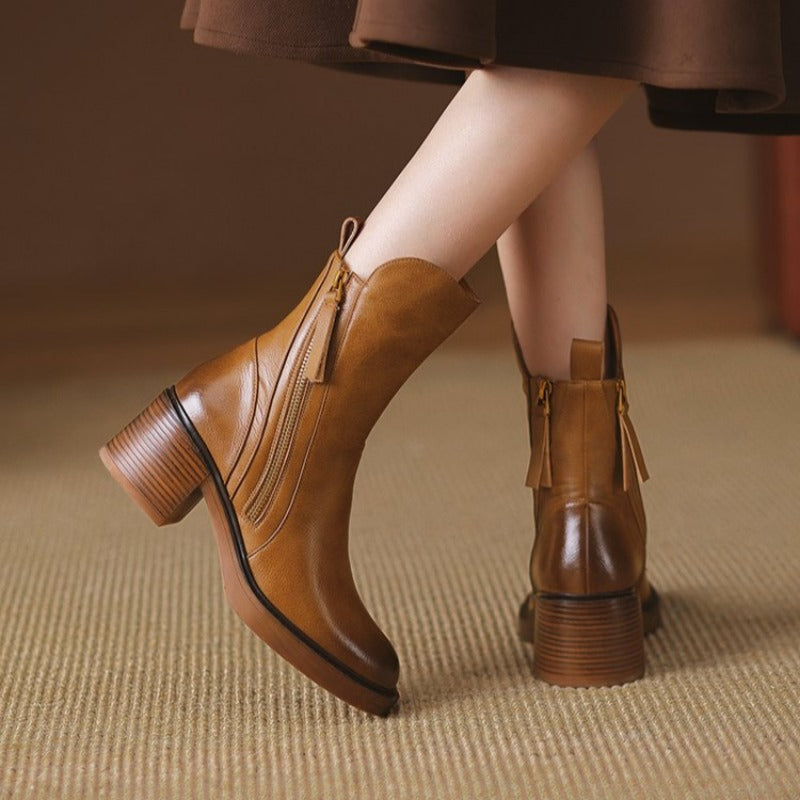 Women's Pointed Toe Ankle Boots with Tassel Zip