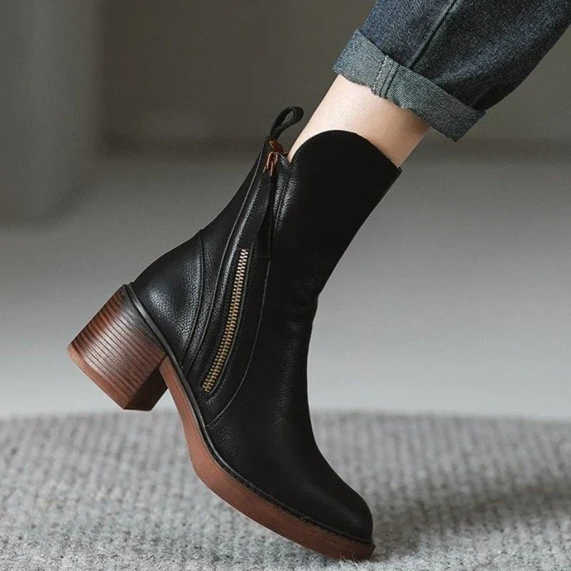 Women's Pointed Toe Ankle Boots with Tassel Zip