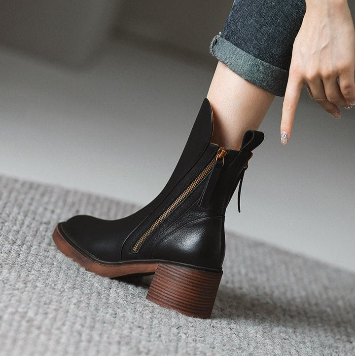 Women's Pointed Toe Ankle Boots with Tassel Zip