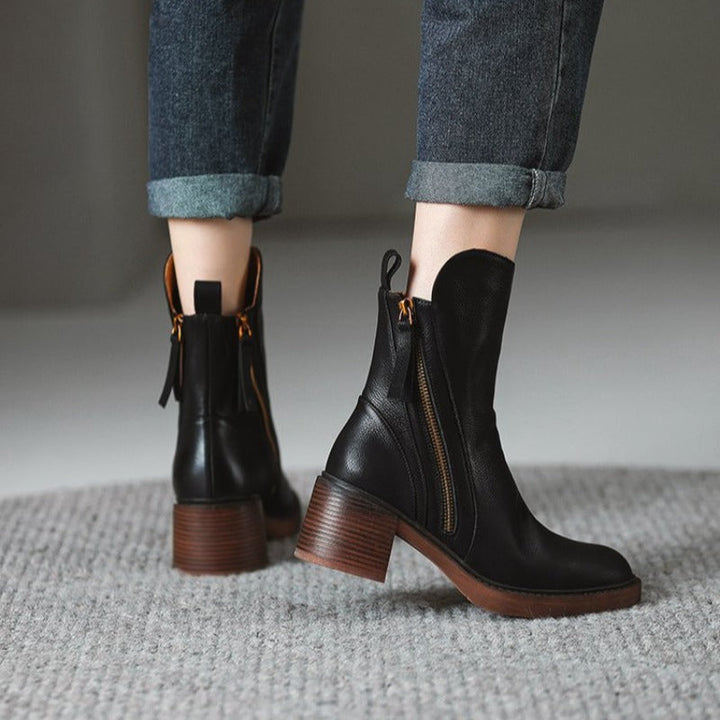 Women's Pointed Toe Ankle Boots with Tassel Zip