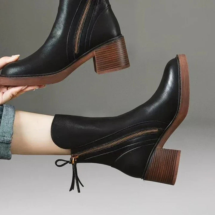 Women's Pointed Toe Ankle Boots with Tassel Zip
