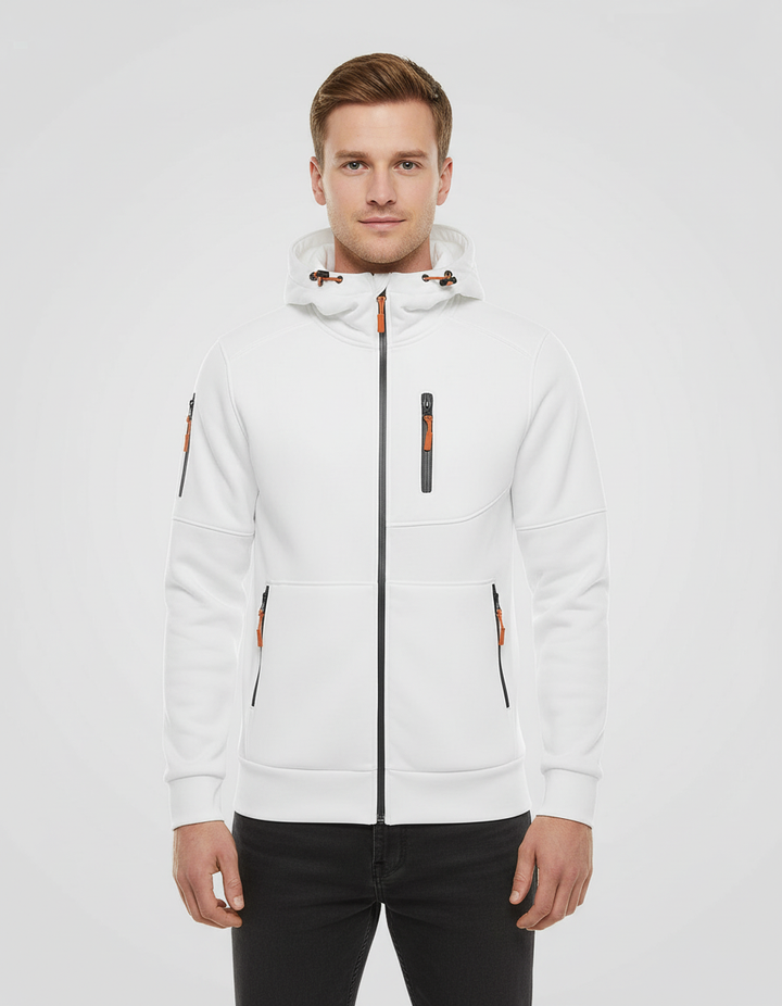 Men's Fleece-Lined Hoodie Jacket with Utility Zip Pockets