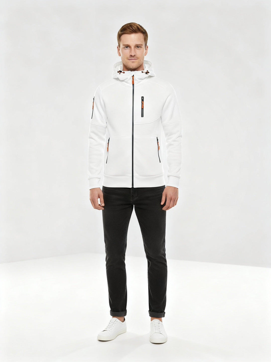 Men's Fleece-Lined Hoodie Jacket with Utility Zip Pockets