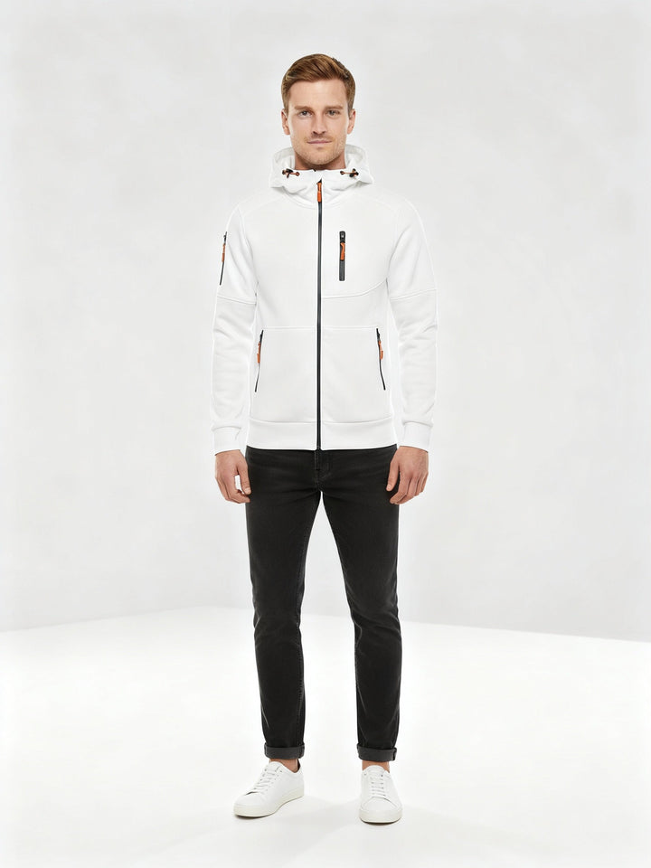 Men's Fleece-Lined Hoodie Jacket with Utility Zip Pockets