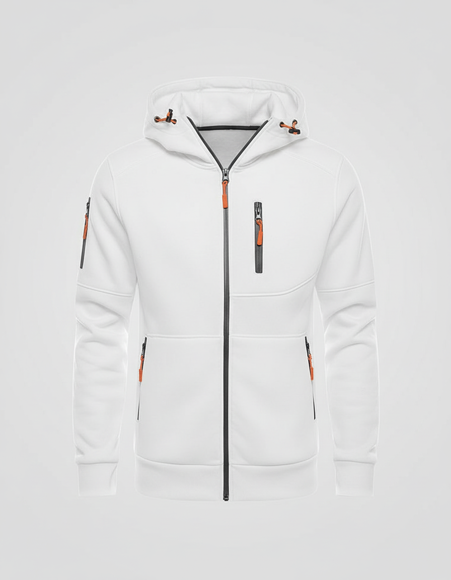 Men's Fleece-Lined Hoodie Jacket with Utility Zip Pockets