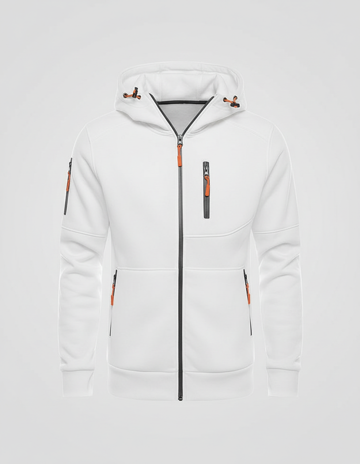Men's Fleece-Lined Hoodie Jacket with Utility Zip Pockets