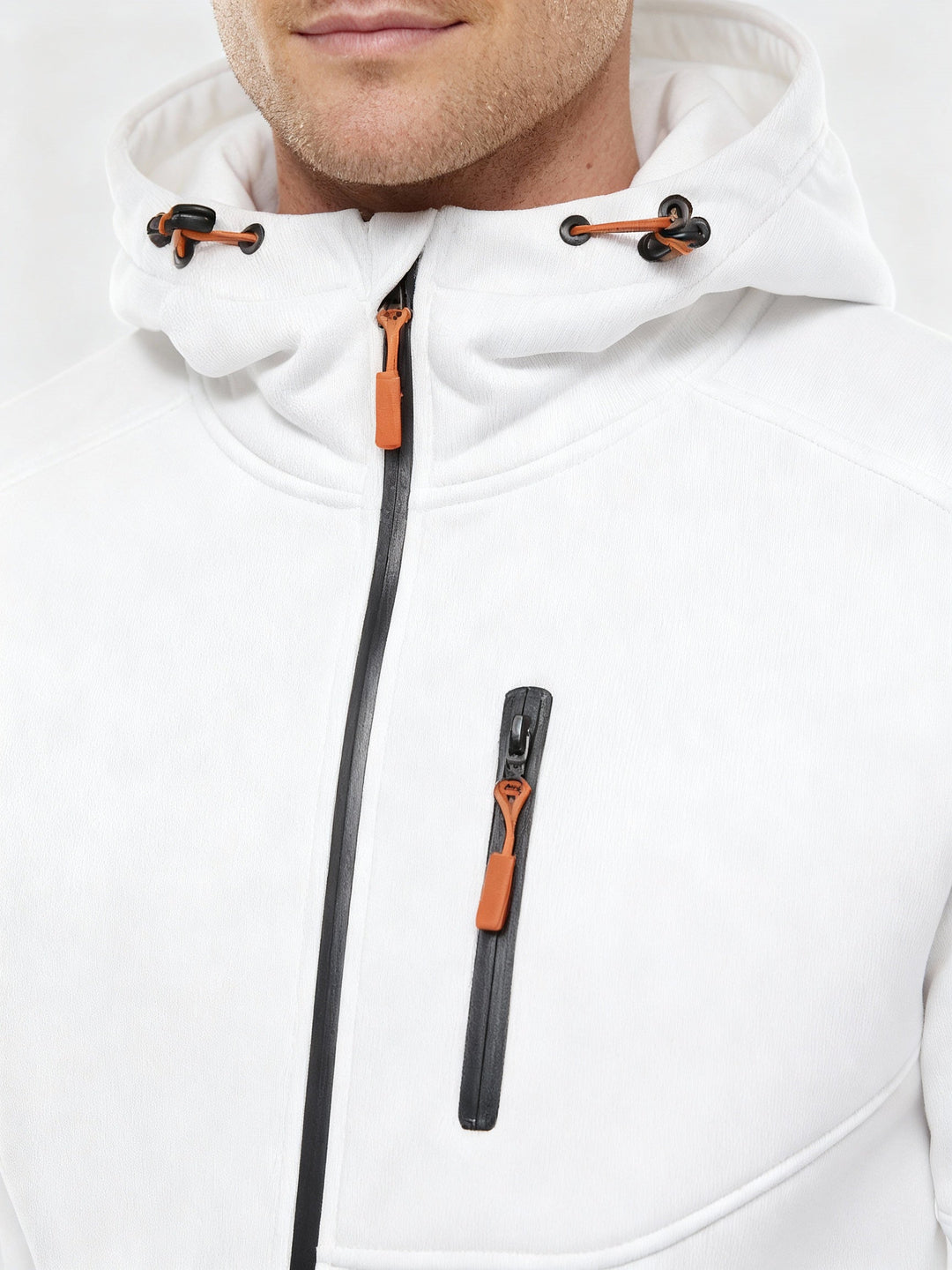 Men's Fleece-Lined Hoodie Jacket with Utility Zip Pockets