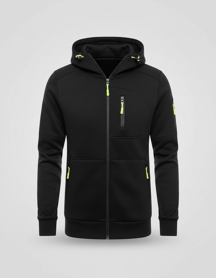 Men's Fleece-Lined Hoodie Jacket with Utility Zip Pockets