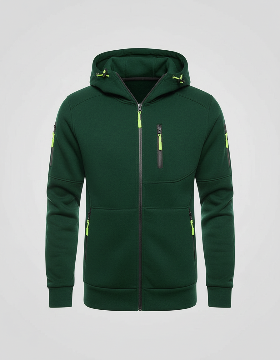 Men's Fleece-Lined Hoodie Jacket with Utility Zip Pockets