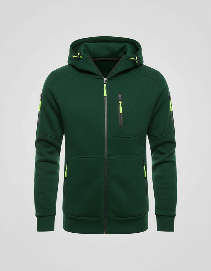 Men's Fleece-Lined Hoodie Jacket with Utility Zip Pockets