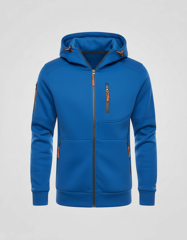 Men's Fleece-Lined Hoodie Jacket with Utility Zip Pockets
