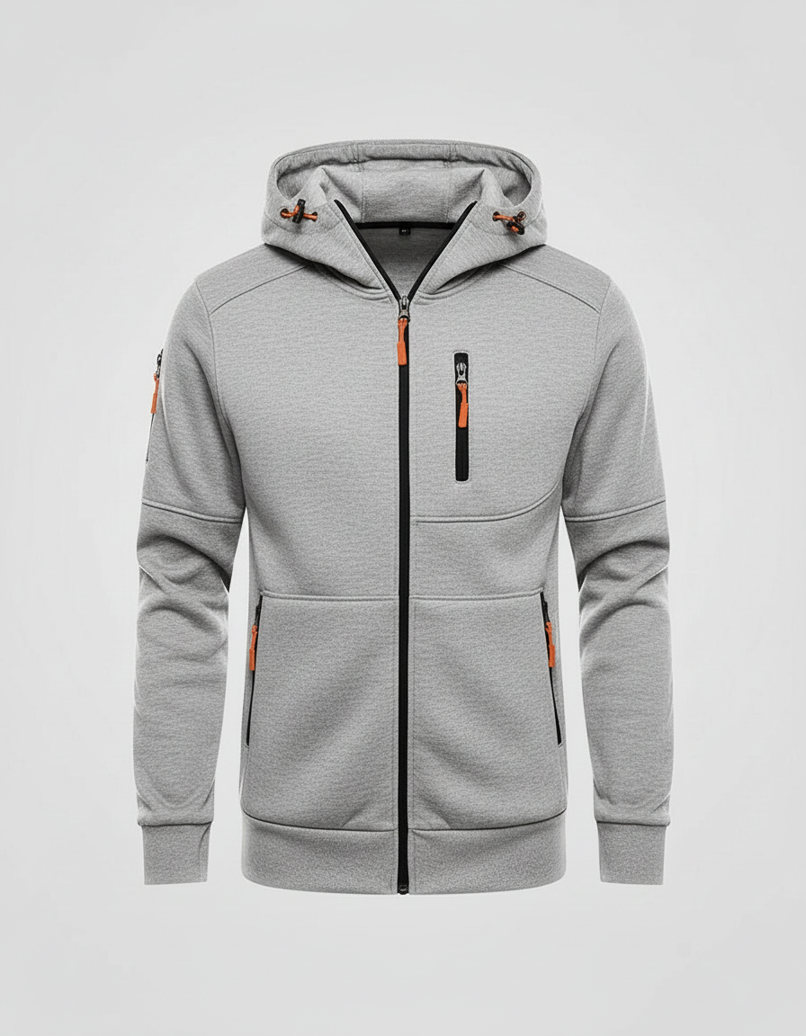 Men's Fleece-Lined Hoodie Jacket with Utility Zip Pockets