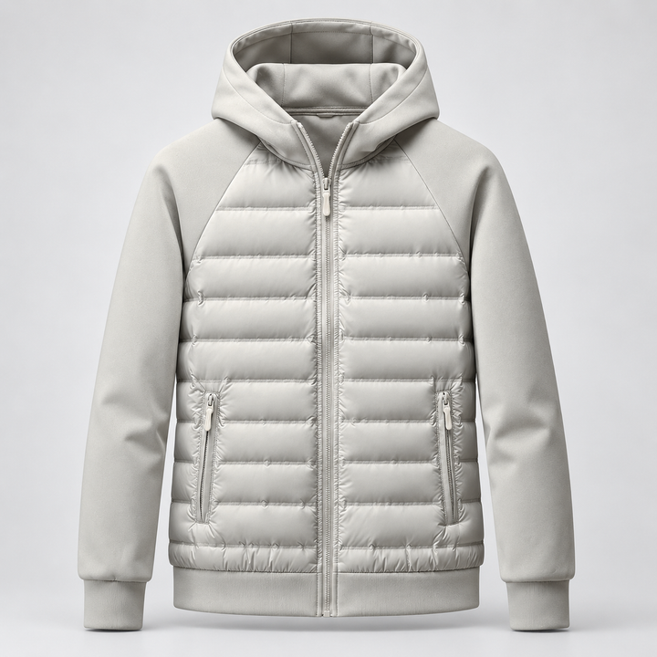 Men's Quilted Down Hooded Puffer Jacket with Adjustable Hood