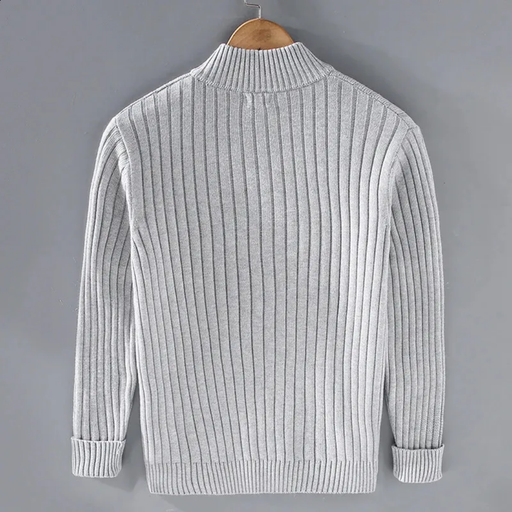Men's Chunky Ribbed Zip-Up Knit Cardigan